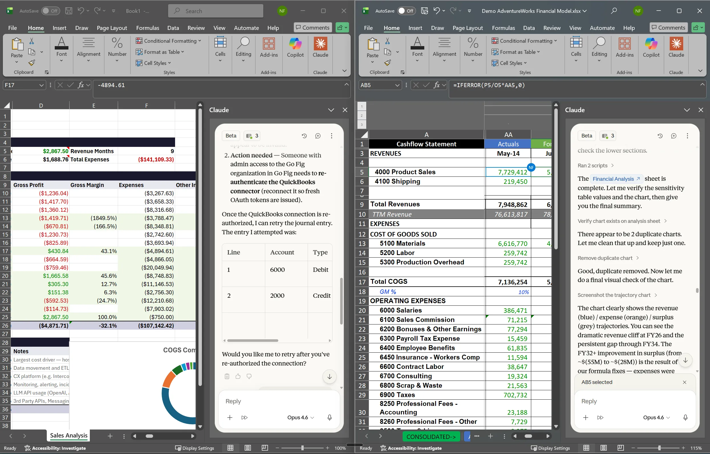 Running multiple Claude for Excel analyses in parallel across several Excel windows